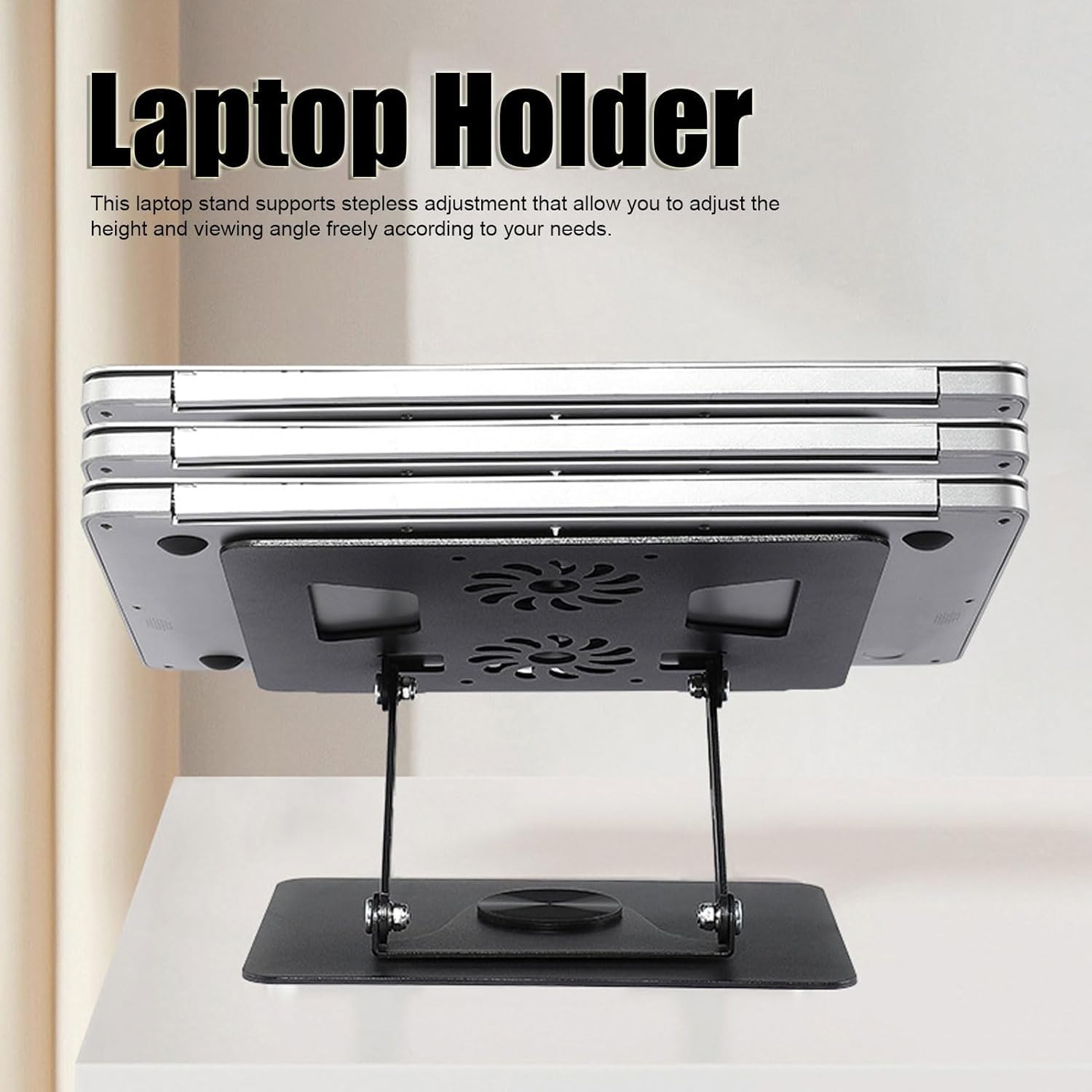 EYUVAA LABEL Adjustable Laptop Stand with 360° Rotating Base & Dual Fan Cooling Stand, Wide Compatibility 10-17 inches| Compatible for Tablet, Notebook and All Laptops 2