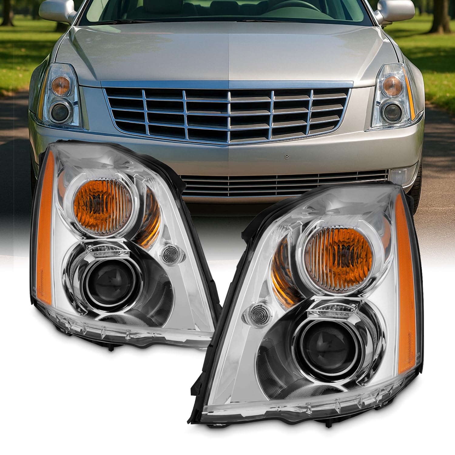 AKKON Pair Headlights for Cadillac DTS