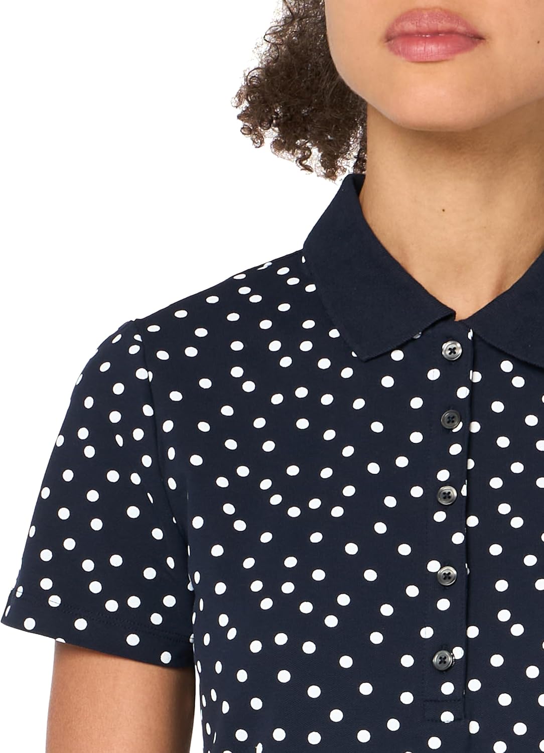 Tommy Hilfiger Women's Dot Print Quarter Button Polo Top - Image 3