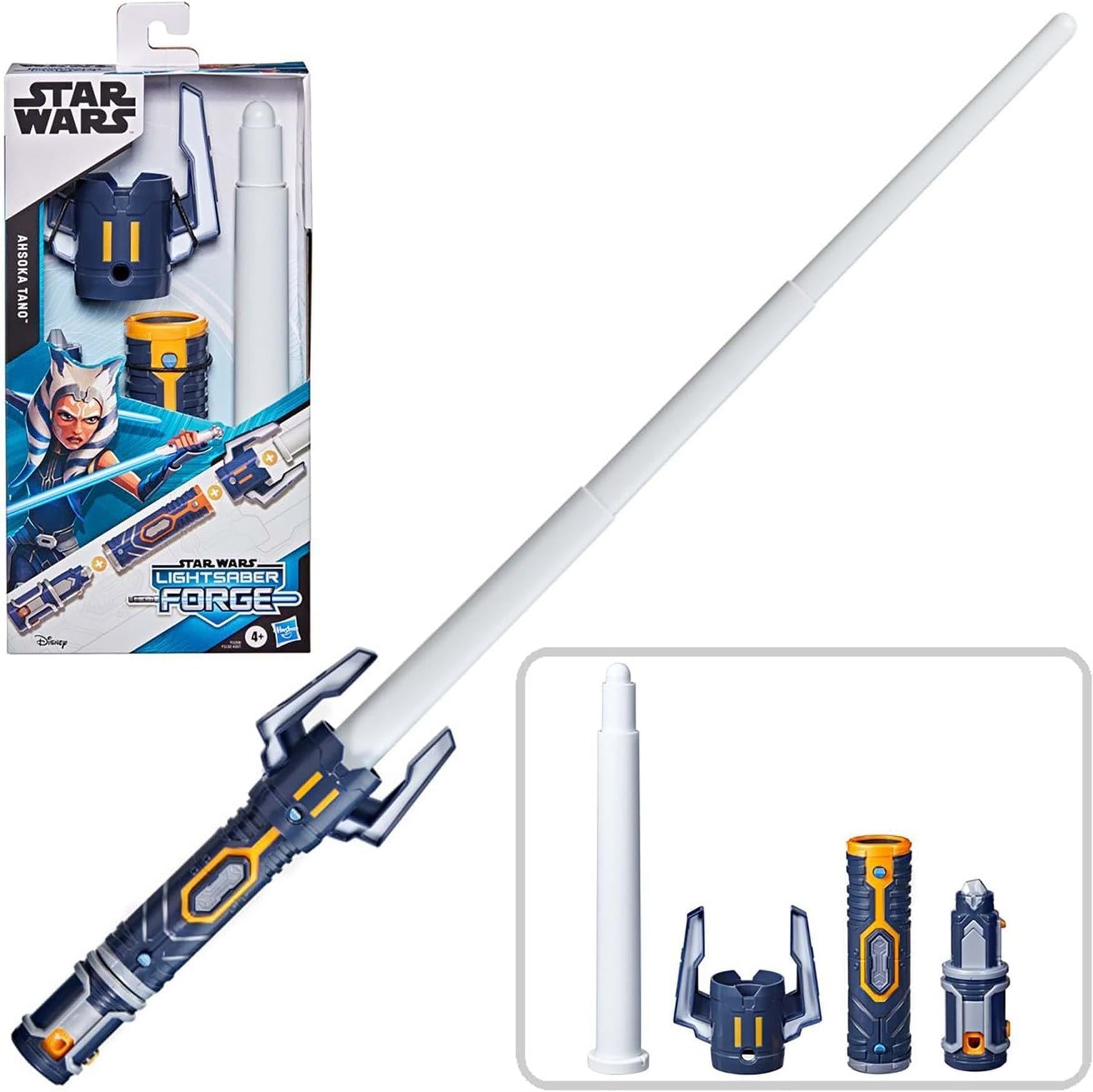Star Wars Lightsaber Forge Ahsoka Tano Extendable White Lightsaber Roleplay Toy for Kids Ages 4 and Up