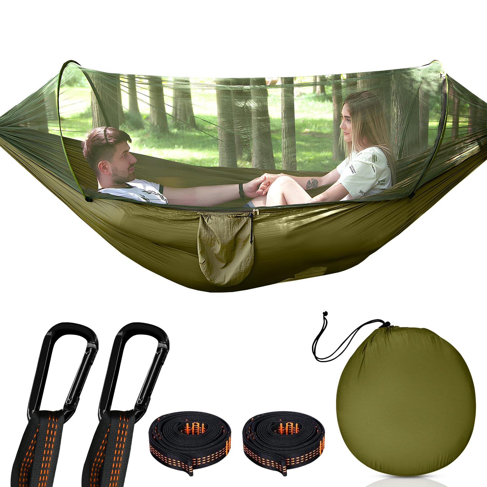 Ultra-Light Reisecamping Hängematte Moskitonetz Hängematte, 300 kg Tragkraft, atmungsaktiv Schnelltrocknendes Fallschirm-Nylon, 290 x 140 cm
