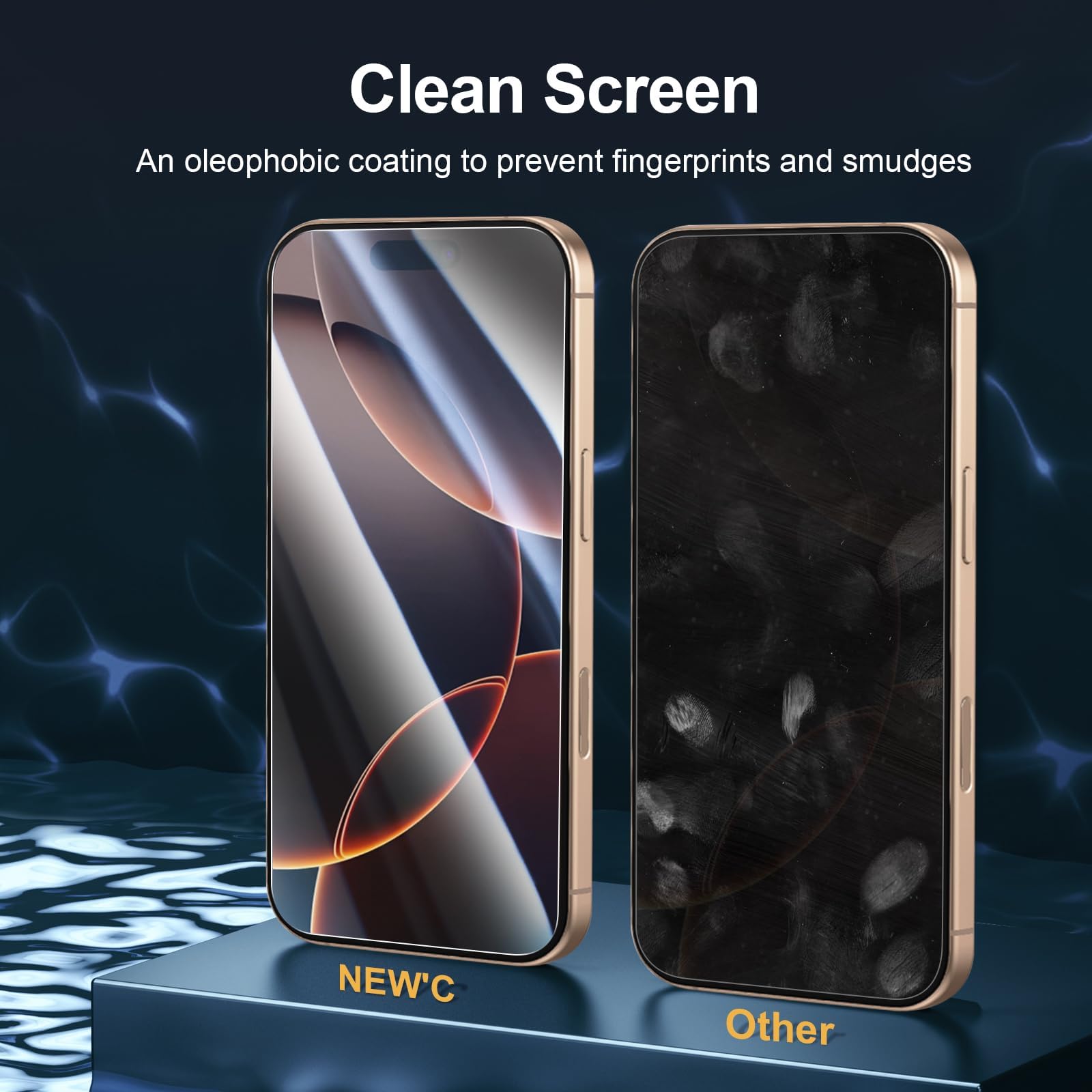 NEW'C 3 Sztuki, Ochraniacz Ekranu do iPhone 17, 17 Pro, iPhone 16 Pro (6,3 cala), Folia ochronna ze szkła hartowanego bez pęcherzyków powietrza - Zawiera narzędzie ułatwiające montaż