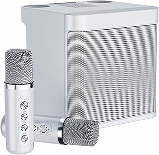 tshy Karaoke Machine with 2 UHF Wireless Microphones for Adults/Kids, Portable Bluetooth PA Speaker System with Echo, Vocal Cut, for Home Party, Meeting, Wedding, Church, Picnic White