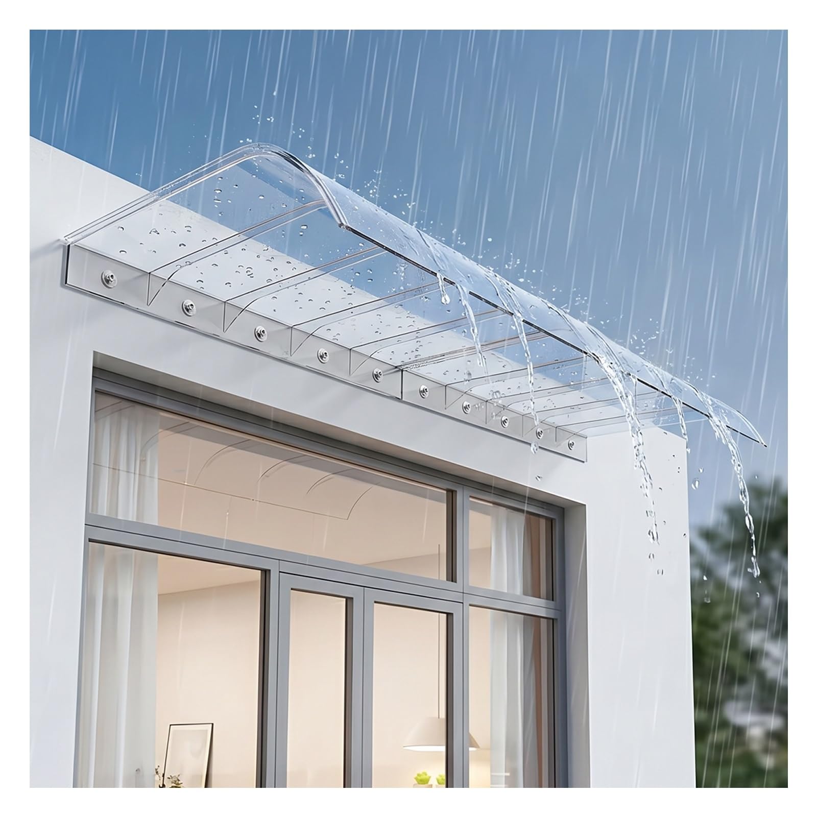 Zhengqian One Color Invisible Rain Shelter Cover,Window Awnings Exterior Polycarbonate Cover Outdoor Front Door Patio Uv/Rain/Snow Protection,For Garden, Patio, Windows(W45*L80cm/W 17.7*L31.4in)