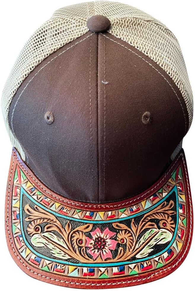 American Darling Men/Women Adjustable Cap With Leather On Visor Brown | Vintage