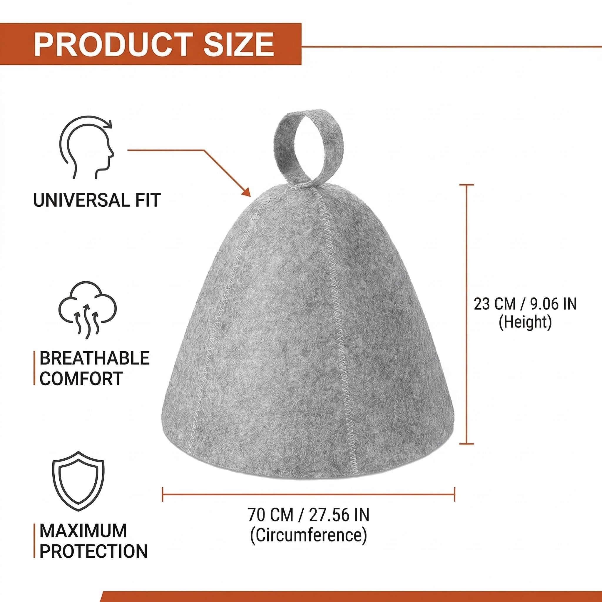 Bonnets de sauna en feutre absorbant - Accessoire de sauna pour homme et femme - Protection de la tête (gris)