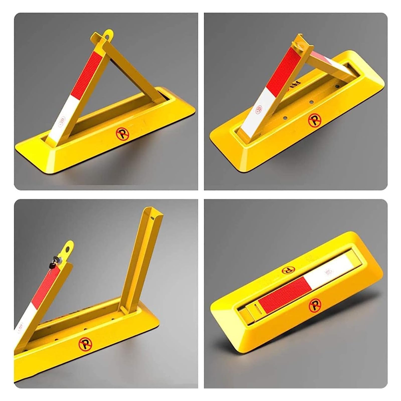 DUANHOZ Security Pole Parking Barrier Lockable Folding Car Park Heavy Duty Parking Lock Triangular Pole