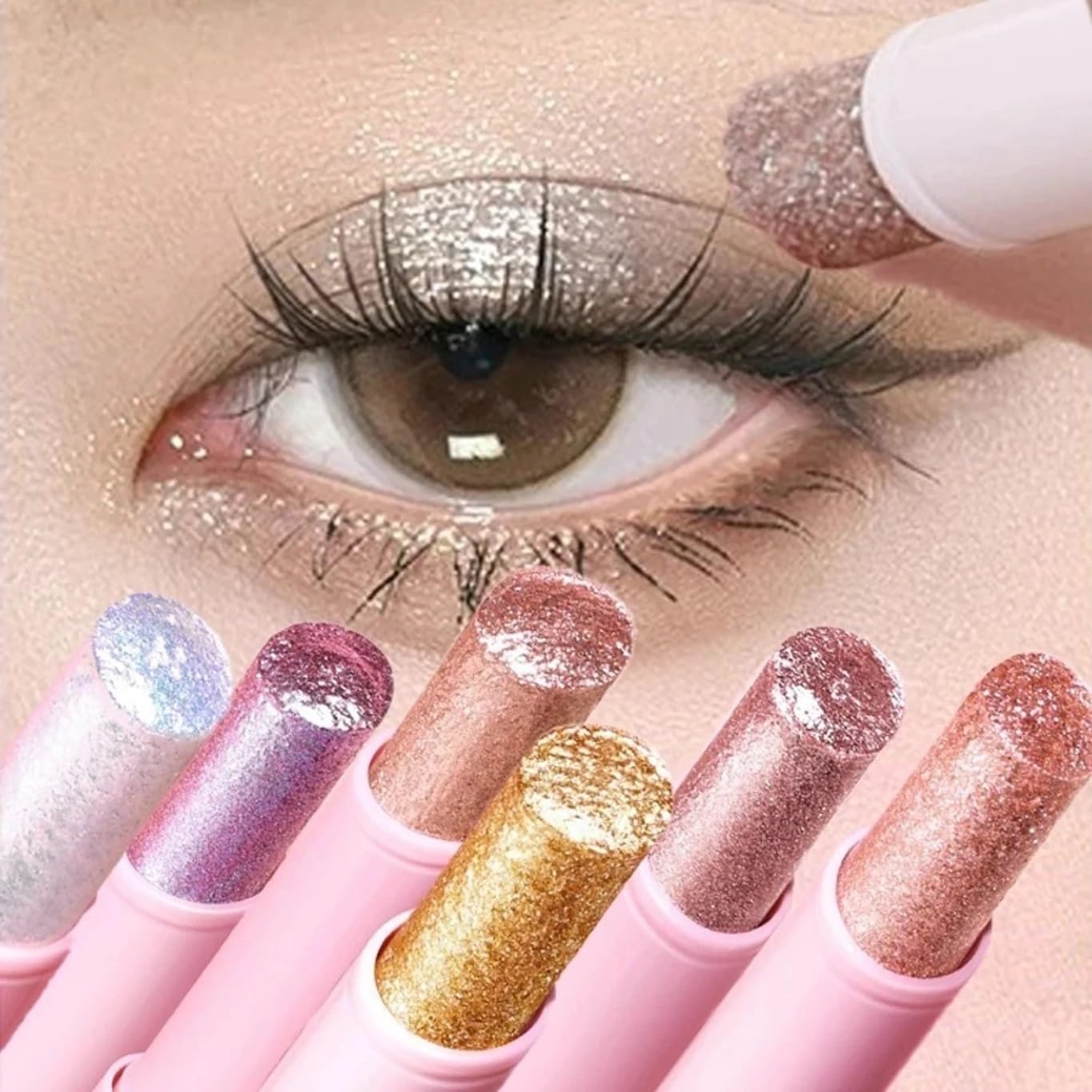Water Jelly Eye Shadow Stick Glitter Shimmer Creamy Formula | Smooth Glide Application, Long Lasting, Glitter Finish, Creamy Texture, Eye Highlighter-image-1