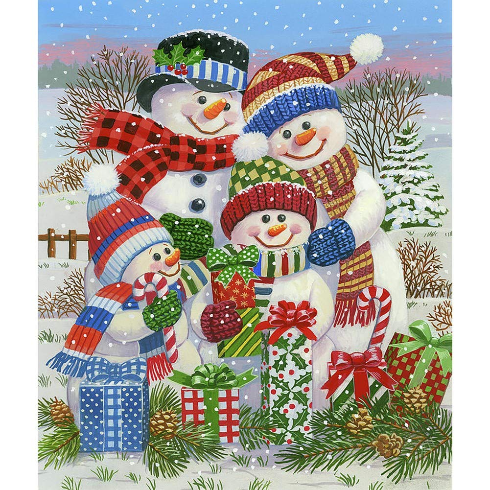 WOWDECOR 5D Diamond Painting Kits, Snowman Full Drill DIY Diamond Art Cross Stitch Paint by Numbers