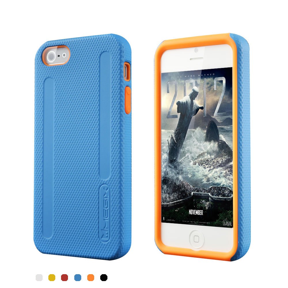 Megix Technology Double Layer Armor Series Protection Hard Cover/Case for Apple iPhone 5/5S - Retail Packaging - Blue/Orange