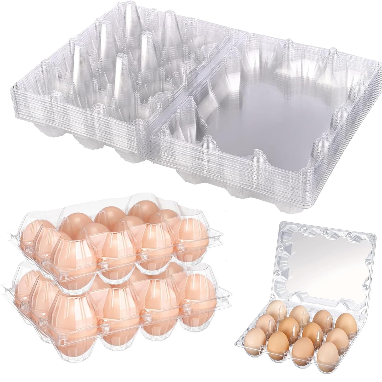 Amazon.com: HILELIFE 40 Pack Clear Plastic Egg Cartons Bulk Holds Up to ...