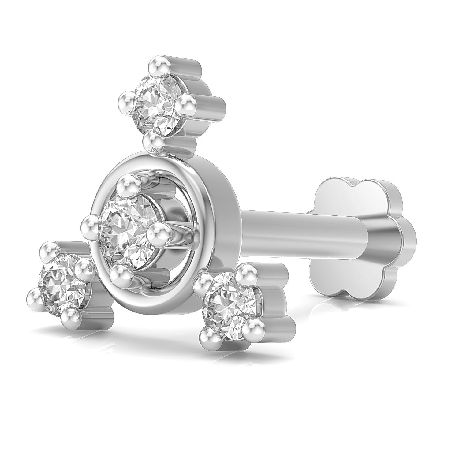 925 Sterling Silver 18K Gold Plated Three-Point Halo Nose Pin for Women and Girls | With Certificate of Authenticity and 925 Stamp-image-8