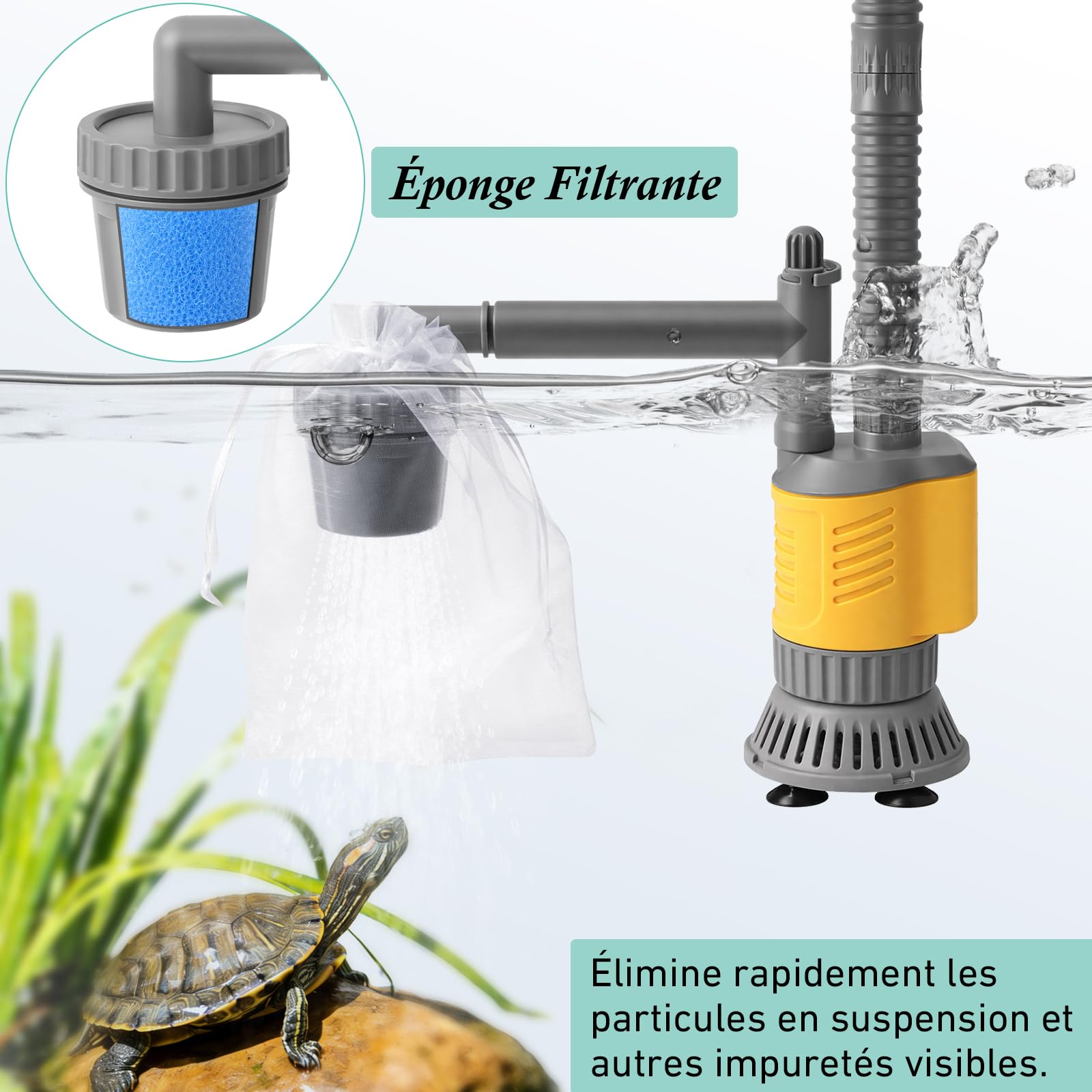 Aspirateur Électrique Pour Aquarium, 1200LPH Nettoyage Gravier 8 En 1 Amovible, 20W Aspiration Puissante Pour Changer l’Eau, Laver Le Sable, Éliminer Les Algues Et Circuler l’Eau