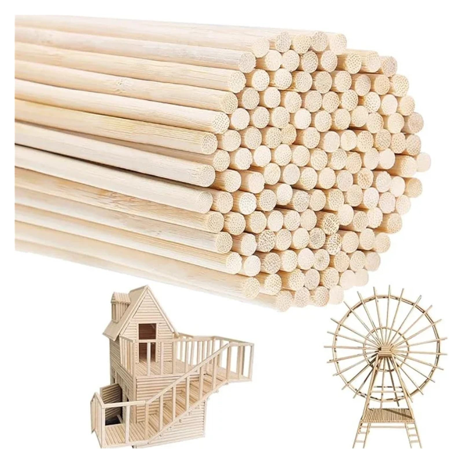 Tiges en Bois Lisses, bâtons de Bambou, Paquet 10 à 60, for la Construction modèles DIY