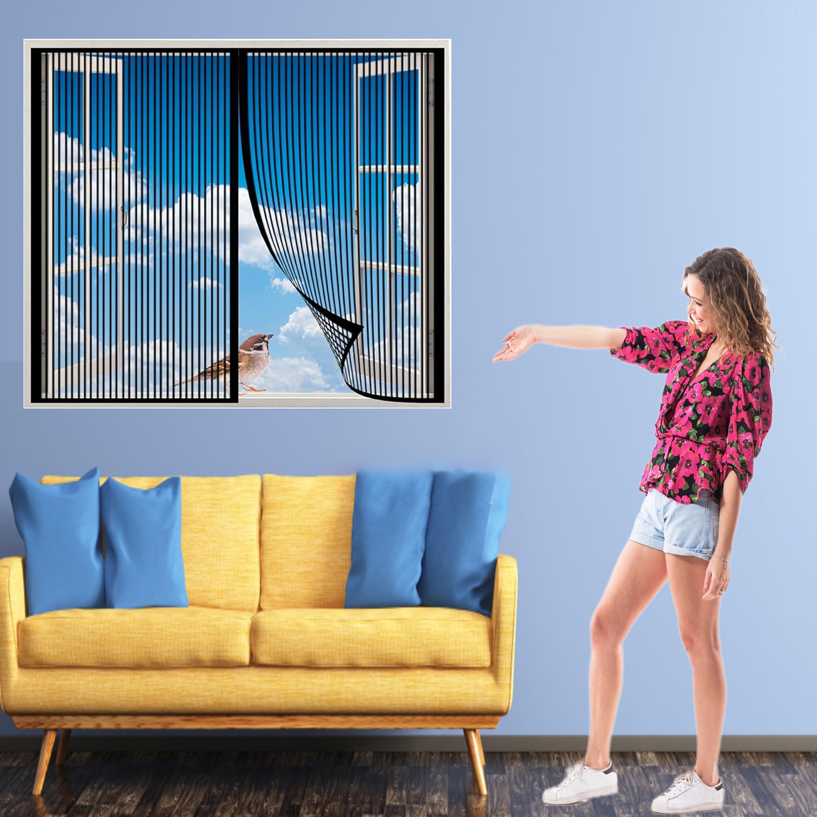 Lihuane Black Mosquito Window Nets 145 X 70 Cm Easy To Open Windows Adjustable Diy Window Fly Screen No Drilling Or Screwing Fitted To Multiple Windows,