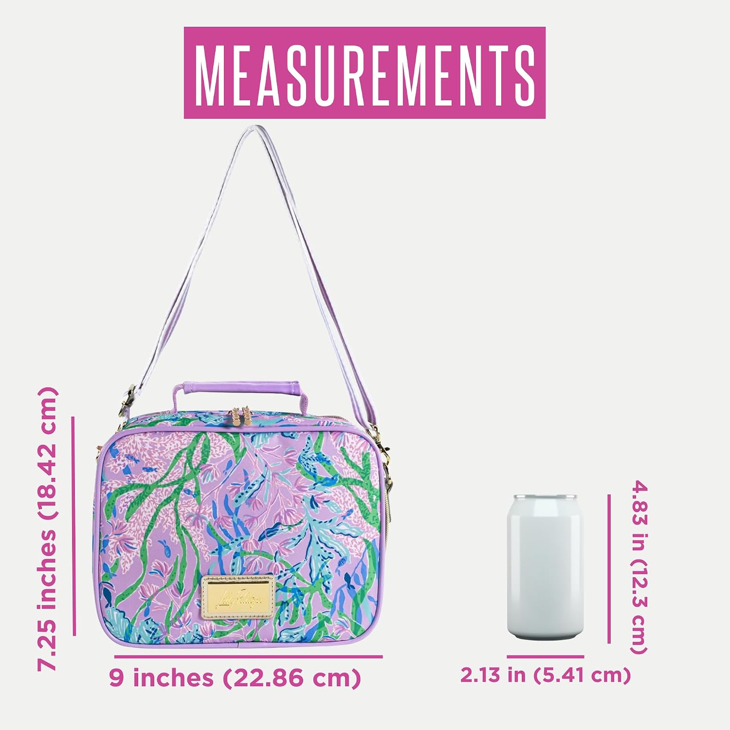 Lilly Pulitzer Insulated Lunch Box for Women, Cute Lunch Cooler Bag with Adjustable/Removable Shoulder Strap, Secret Escape