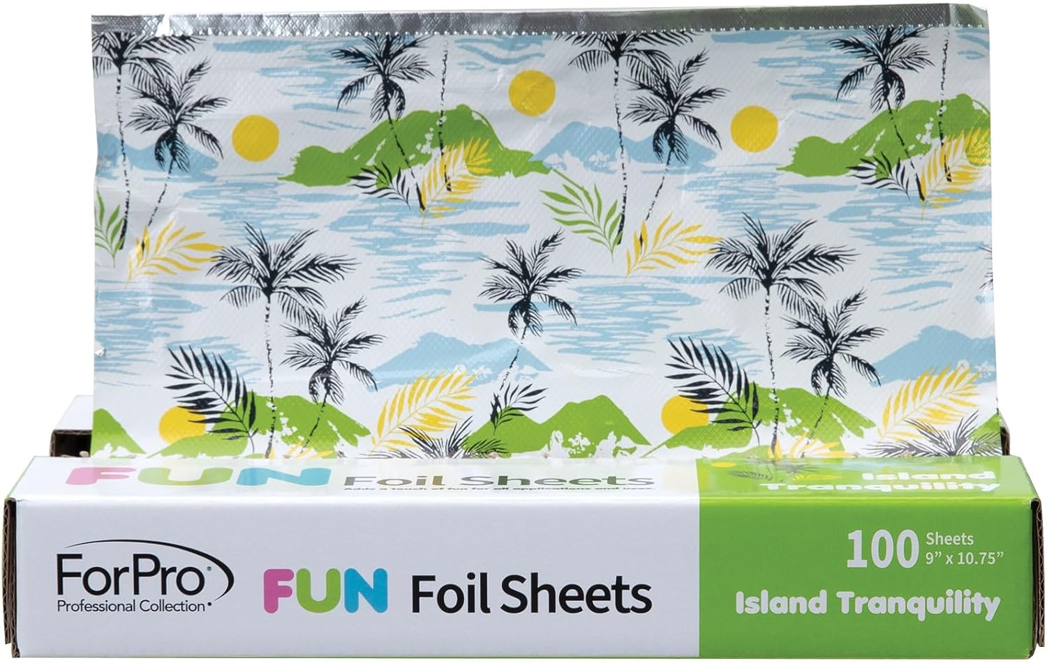ForPro FUN Island Tranquility 9" Foil Sheets, Aluminum Hair Foils for Color Application and Highlighting Services, Food Safe, Pop-Up Dispenser, 9” W x 10.75” L, 100-Count