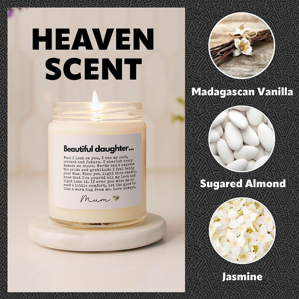 Daughter Gifts from Mum - Luxury Soy Wax - Vanilla, Jasmine, Sugared Almond - Makester, White - Image 4