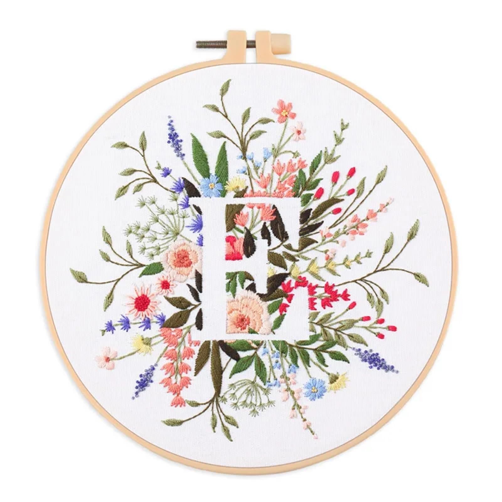 LKLNKVL embroidery, Embroidery Kit， For Beginner And Adults Starter Kit(Color E,With 20cm hoop)