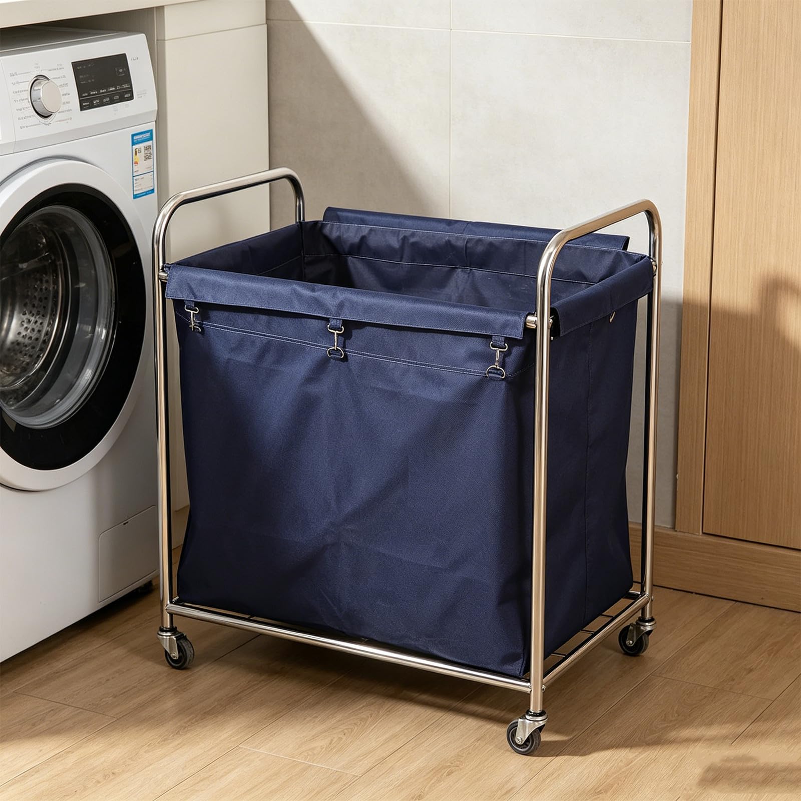 Borsa Interna per Carrello Lavanderia 12l in Oxford Blu | Forma Rettangolare, 83x62x52cm, Rimovibile e Riutilizzabile, per Hotel e Casa