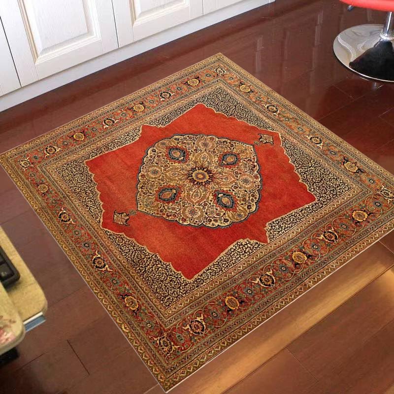 Tapis de chambre rétro géométrique jaune et rouge pour réveiller votre déco
