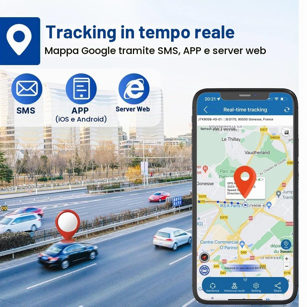 Localizzatore GPS per Auto Impermeabile GPS tracker con Microfono Tracking Tempo Reale Spia Professional Localizzatore Anti-perso Allarme APP Gratuita Tracker per Moto Nave Flotta 10000mAh TK905B