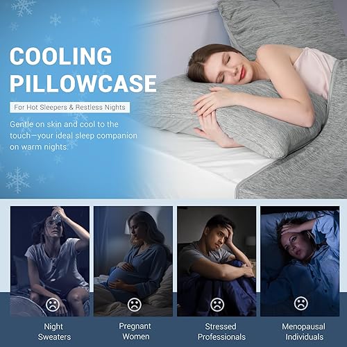 Miniatura 7 de Elegear Fundas de almohada refrescantes para personas que duermen con calor, fundas de almohada refrescantes japonesas Q-Max 0.5, en ambos lados