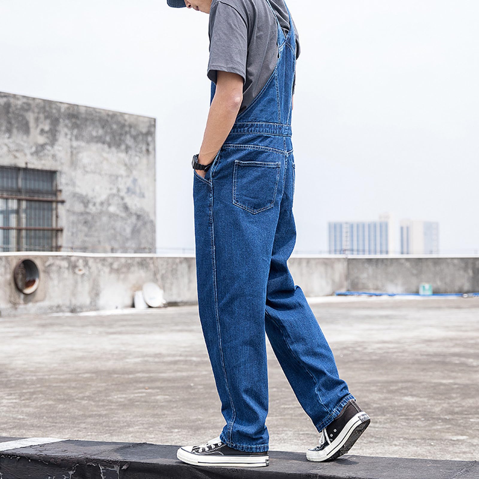 Monos Pantalones De Vaqueros Hombre,Overoles Vaqueros,Correa De Hombro Ajustable,con Botones En Los Lados,para Exteriores Casuales Fiestas Vacaciones Playa Vida Cotidiana