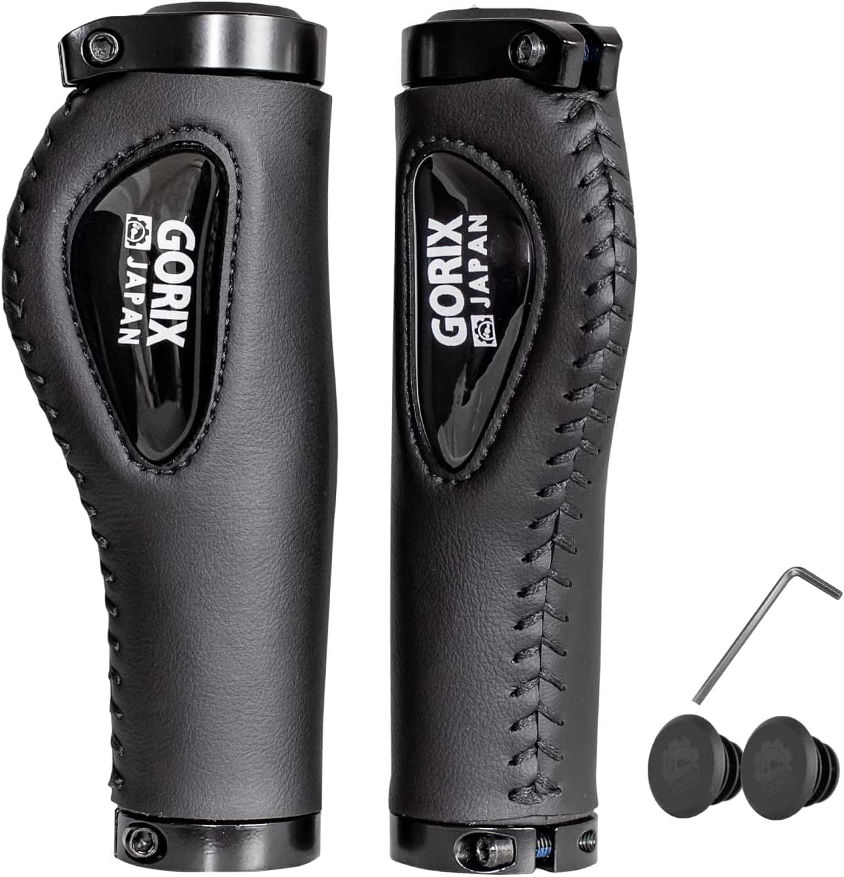 GORIX Bike Leather Ergo Grip Antique Handlebar Bicycle Cycling (GX-501) (Black)
