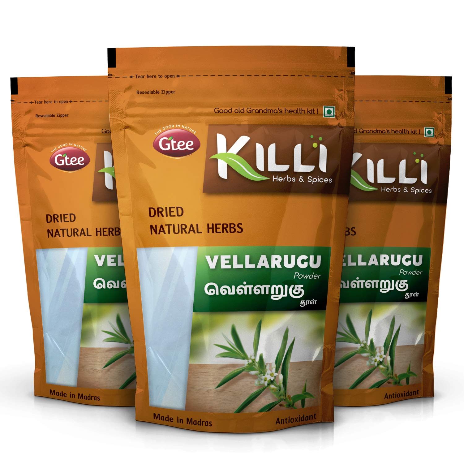 KILLI Vellarugu | Indian Whitehead | Chota Chirayata | Vallari Powder, 100g (Pack of 3)