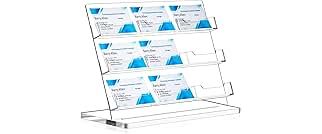 Dunzoom Business Card Holder for Desk 9 Slots Clear Gift Card Display Acrylic Business Holder Display Stand Multiple Organizer for Office Meeting Exhibition Home