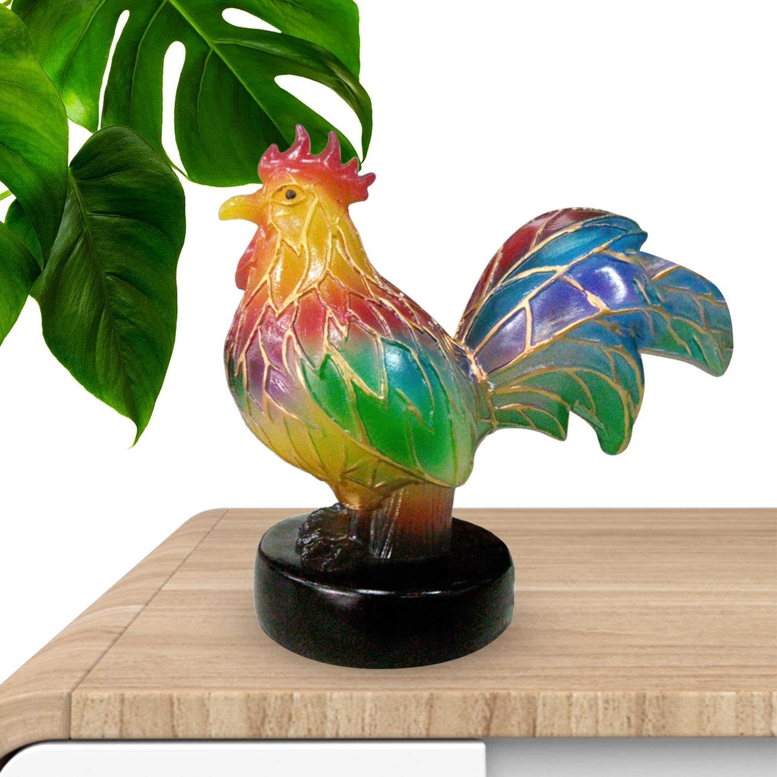 Stain Glass Chicken Light - Stained Glass Desk Lamp, Rooster Stained Glass Retro Resin Table Lamp | Rooster Stained Glass Resin Nightstand Lamp, Housewarming for Living Room Bedroom Home Christmas