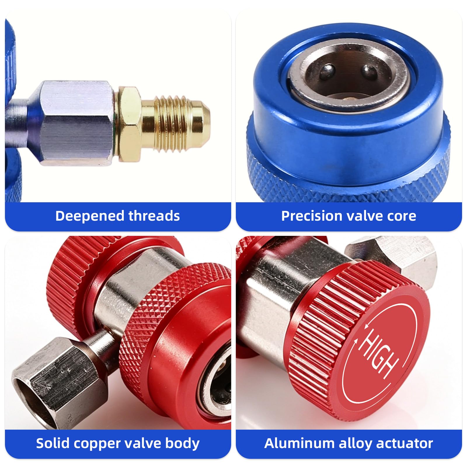 2 pcs Adattatori Rapidi AC R134,Collettore Refrigerante Adattatore Alto Basso 1/4" SAE HVAC