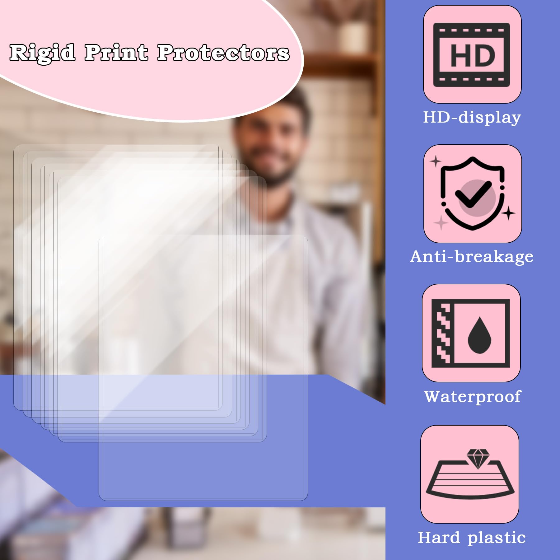 AKONEGE 6 protectores rígidos de impresión de 8.5 x 11 pulgadas, protectores de hojas de plástico duro transparente, fundas de papel, póster fotográfico, fundas de plástico duro, soporte para