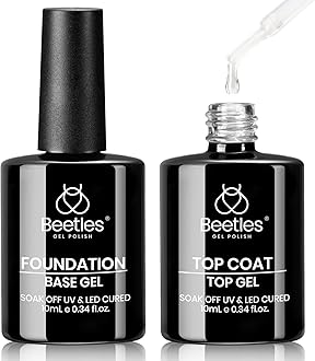 - Beetles Gel Base and Top Coat Set, 2pcs 10ml Shine Finish and Long Lasting Top Coat Gel Nail Polish, Soak Off LED Nail Lamp Nail Polish Art Design Home DIY Manicure Gifts for Women