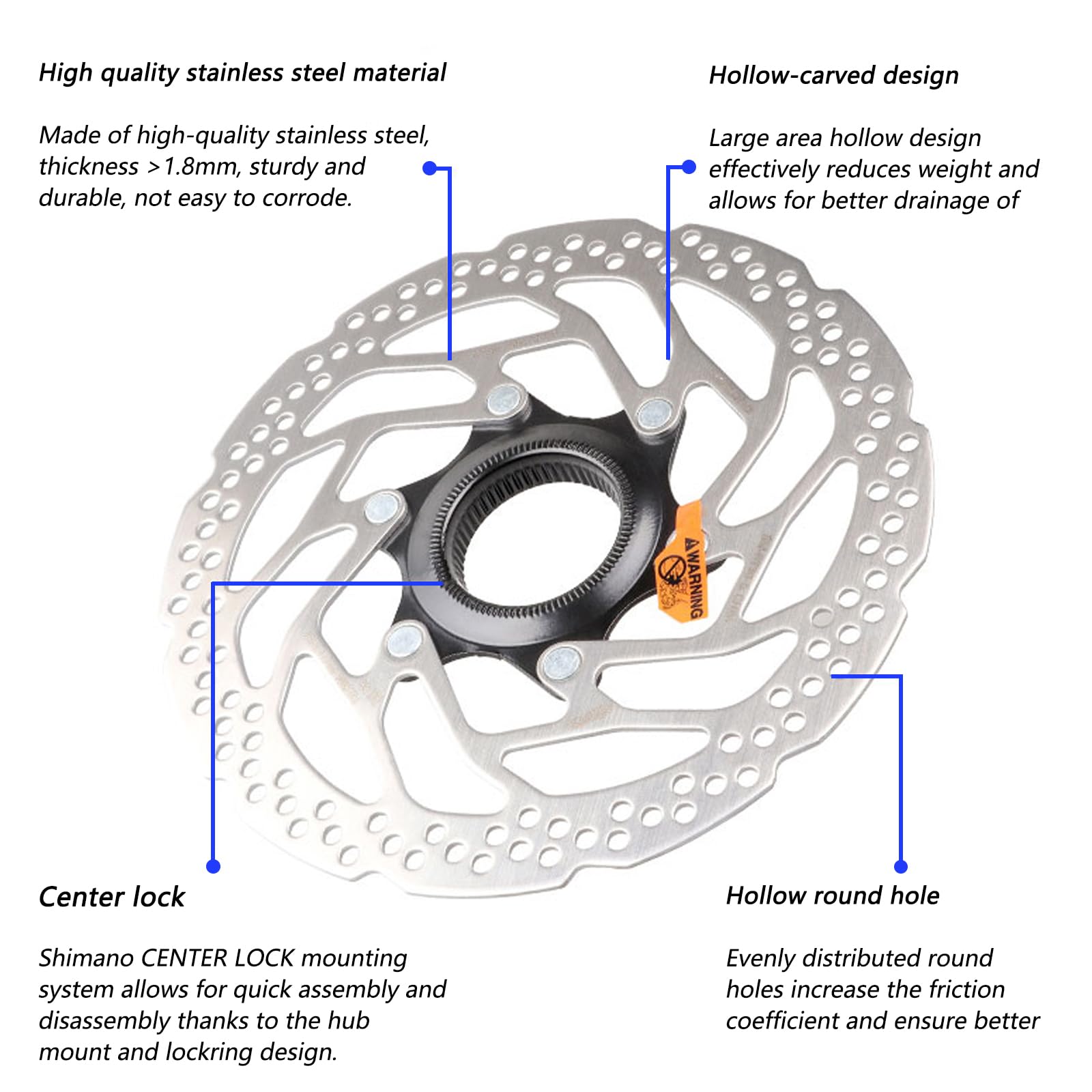Yongness Bike Central Locking Brake Disc, Rotor 180mm Compatible with Shimano SM-RT30 Disc Brake Disc with Lock Cover - Image 3