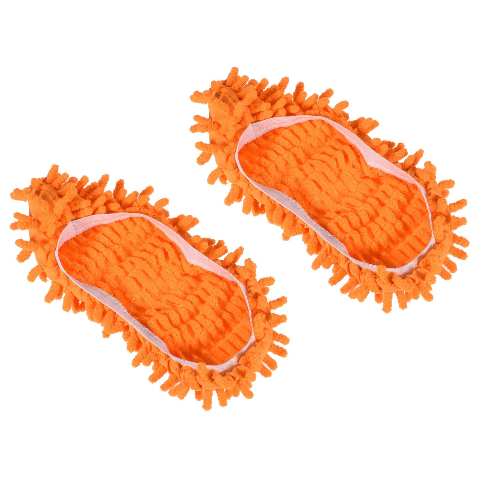 YOKIVE 2 Pcs Washable Cleaning Shoes Covers, Home Multifunction Chenille Duster Mop Slippers Foots Sock | House Office Floors (Orange)