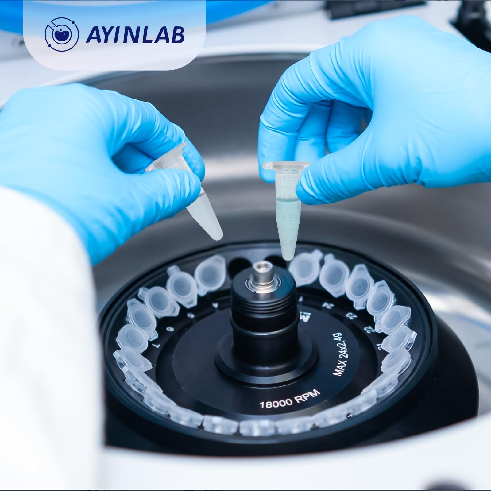 1,5 ml Mikrozentrifugenröhrchen von AyinLab - 500 Stück​​ Hochreine Polypropylen-Röhrchen mit auslaufsicheren Verschlusskappen und klarer Messskala