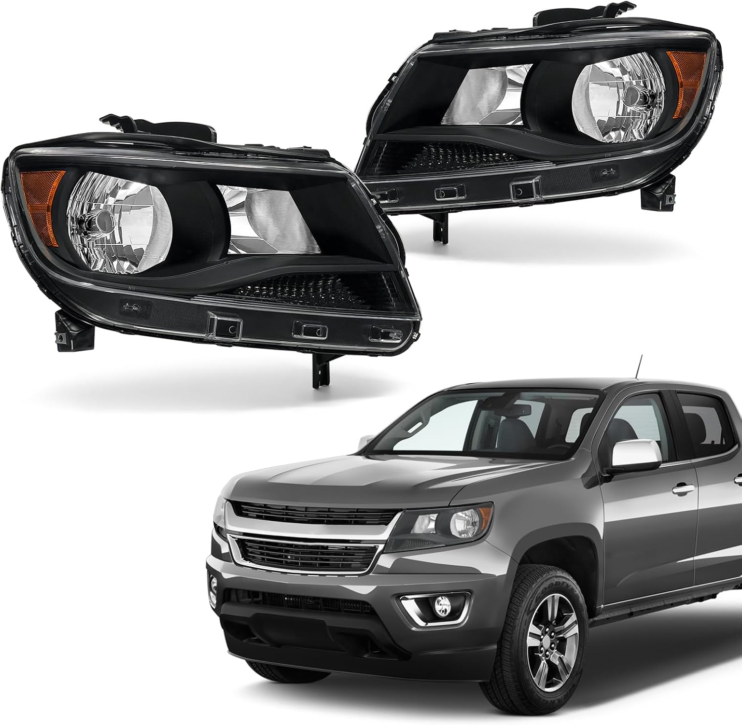 Headlights for 2007 2008 2009 2010 2011 2012 2013 2014 Chevy Avalanche/07-14 Tahoe/07-14 Suburban 1500/07-13 Suburban 2500 Headlight Chrome Housing Amber Reflector Replacement