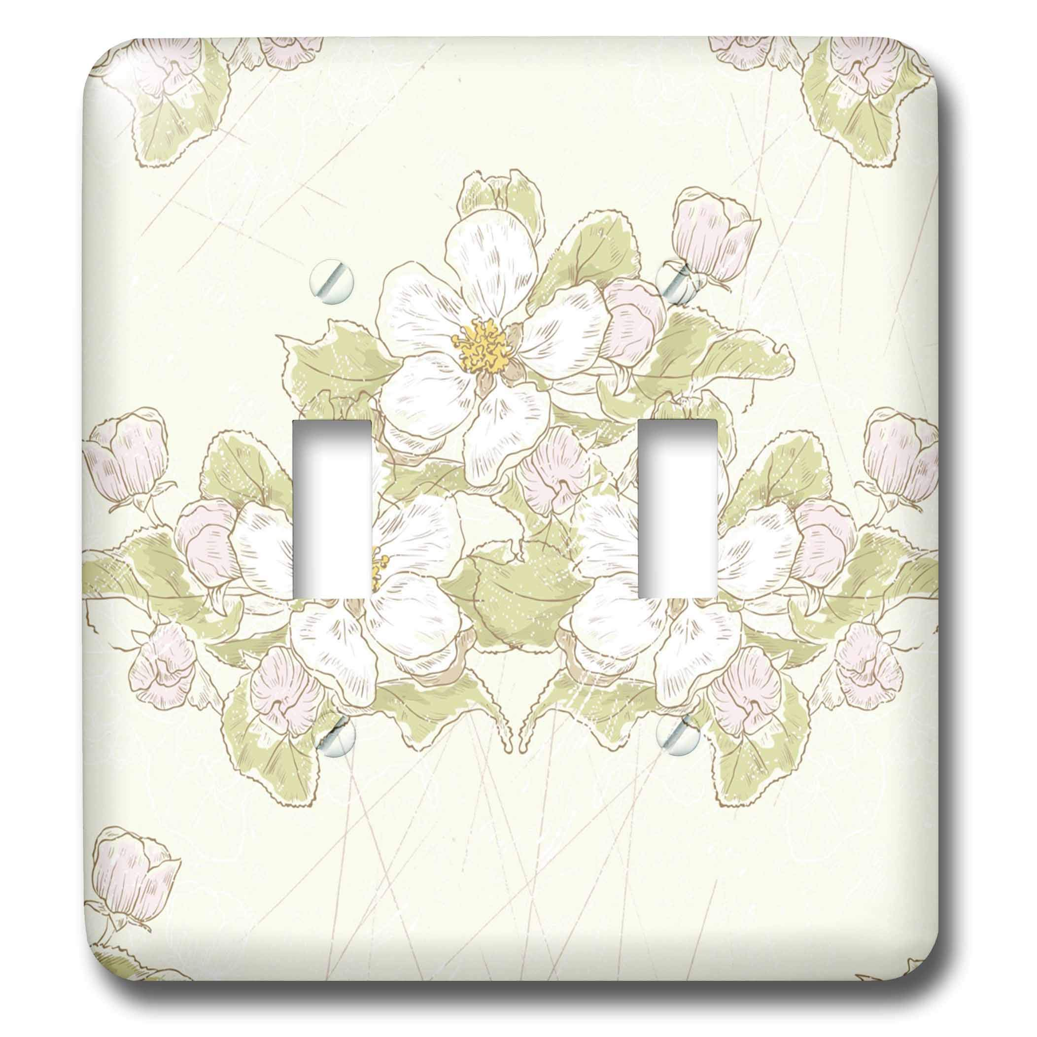 Interrupteur à baïonnette 3dRose LSP_42534_2 au motif délicat de fleurs blanches pour interrupteur