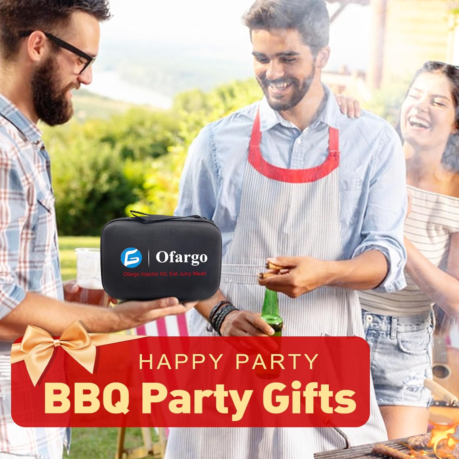 Stainless Steel Meat Injector Syringe with 4 Marinade Needles and Travel Case for BBQ Grill Smoker, gifts for men dad husband in Thanksgiving Christmas day