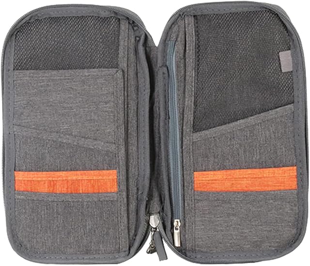 Walgreen Travel Wallet Passport Holder RFID Organiser Pouch for Cards Documents IDS Money High Density Nylon Fabric-Black