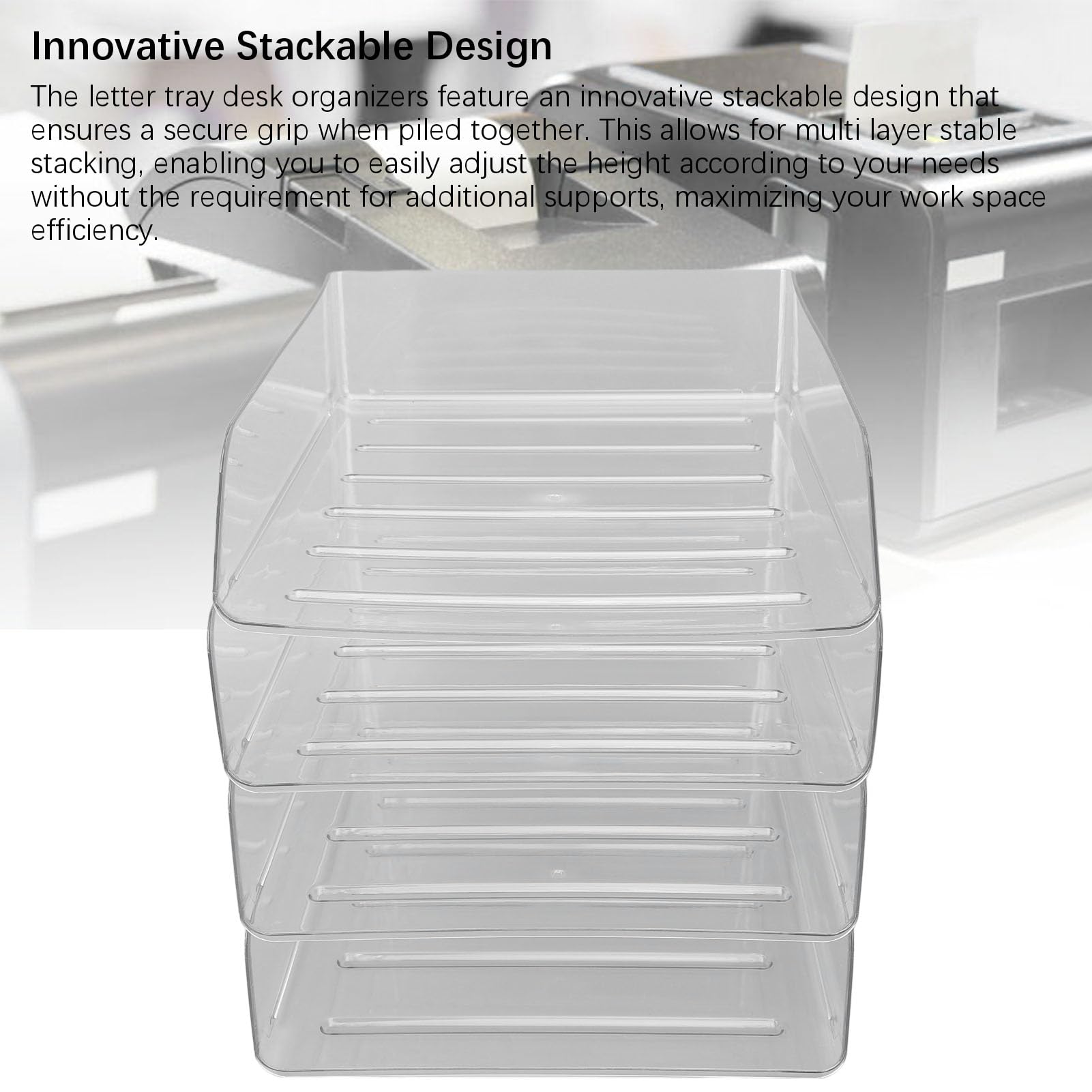 Schreibtisch-Briefablage-Set, 4 Schichten, verdickt, transparent, multifunktional, stapelbar, A4-Papierablage, Organizer für Zuhause