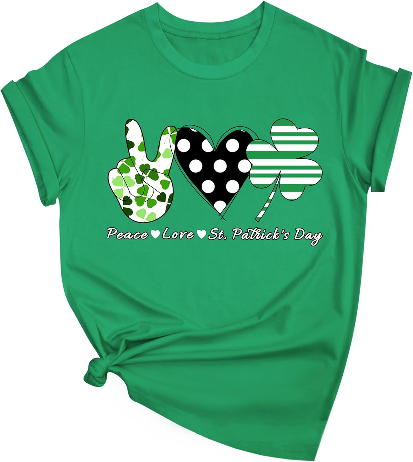 St Patrick's Day Shirts for Women:Lucky Irish Shamrock Crew Neck Short-Sleeve Graphic Higher Quality Printed T-Shirt - Image 2