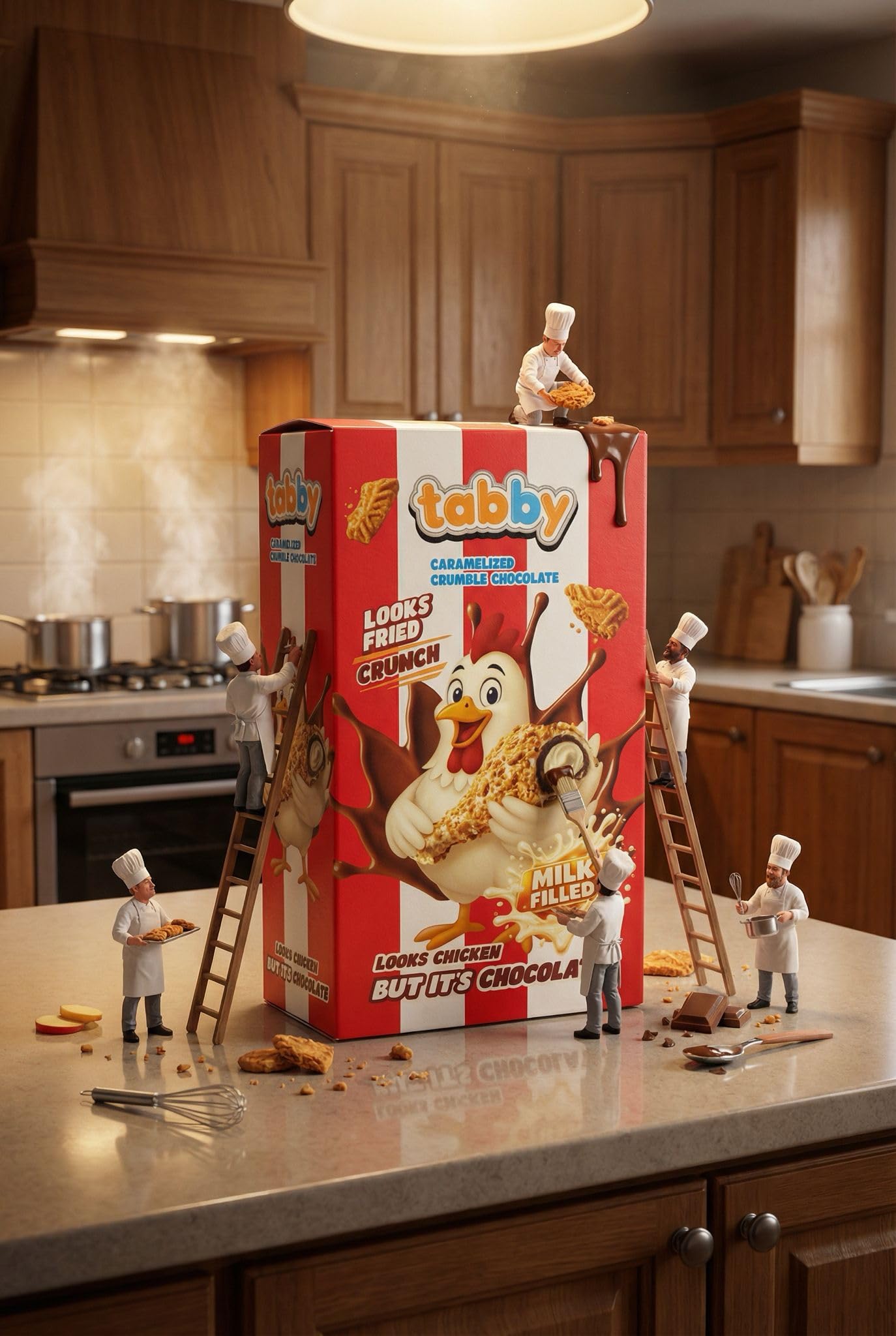 Tabby Chocolate Event Box 24er Vorratspack – Looks fried Chicken but it’s Chocolate | 24 knusprige Schokoladenkeulen mit Milk-Filled & Karamell-Crunch – Viraler Snack, Halal & ideal für Events, Partys