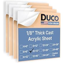 Duco White Cast Acrylic Sheets 1/8" 3mm Thick 12" x 12" - 4 Pack of USA-Made Translucent White Plexiglass Sheet - Shatter Resistant Acrylic Board for Signs, Displays, Frames, Decorative Projects