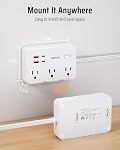 DEPOW Protecteur de surpression de barre de puissance avec prise plate, 5 FT Cord d'extension avec 6 AC Sorties 4 USB Ports,1050J Protection contre les surpressions, Station de recharge murale pour bureau, Maison, Blanc