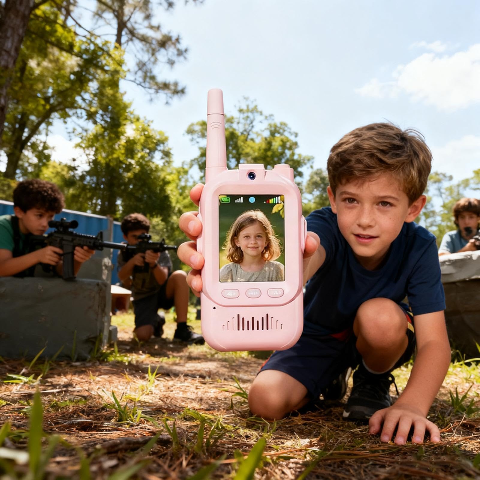 Walkie Talkies De Video para Niños Intercomunicador De Largo Alcance con | Walkie Talkies Recargables De Largo Alcance Para Niños Niñas Juegos Familiares Acampada Navidad