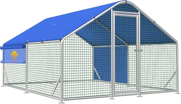 Guiferland Large Metal Chicken Coop, Chicken Coop Run Pen for Yard with Waterproof Cover, Outdoor Large Walk-in Chicken