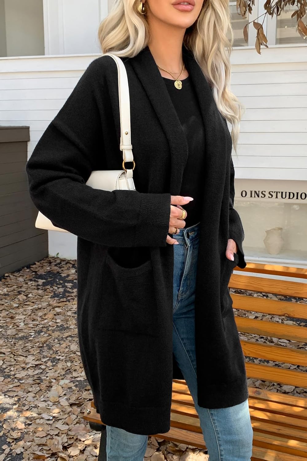 Long Cardigan Sweaters for Women Oversized Open Front Lapel Soft Knit Casual Cardigan with Pockets - Image 5